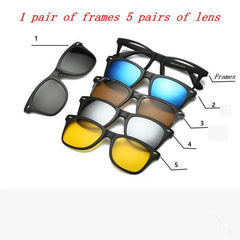 Eyeglasses with 5 Clip On Glasses
